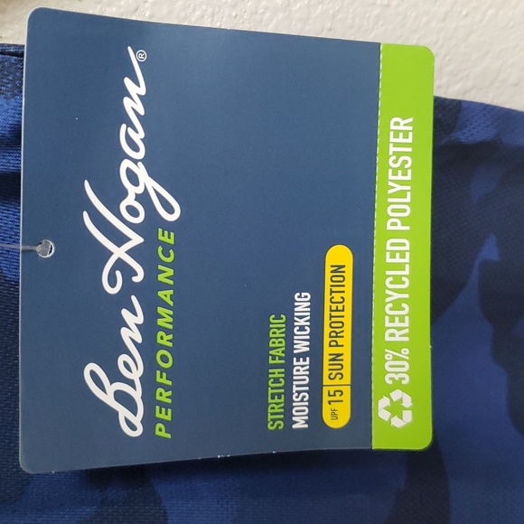 NWT Ben Hogan performance men's golf blue polo camouflage shirt size small - Picture 5 of 10